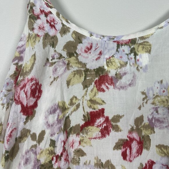 ABERCROMBIE & FITCH ivory rose pink‎ floral off shoulder crop top size M Medium - Picture 5 of 6